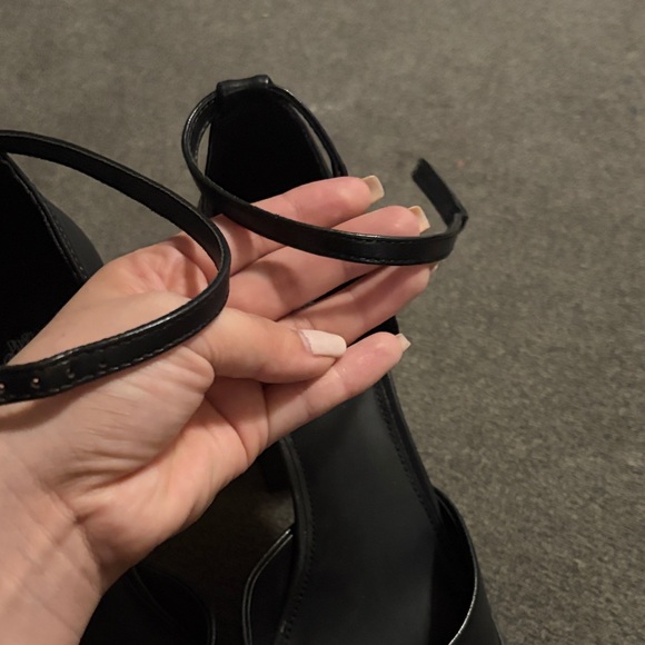 wild fable Black Chunky Platform Ankle-Strap Heels - Picture 3 of 6